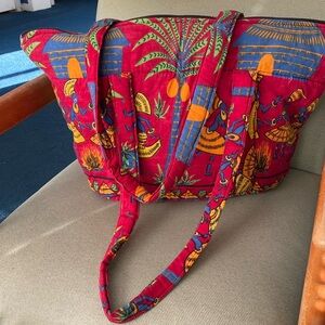 Travel Tote Vintage Tribal Printed  with colorful Village Life Cruise & Beach
